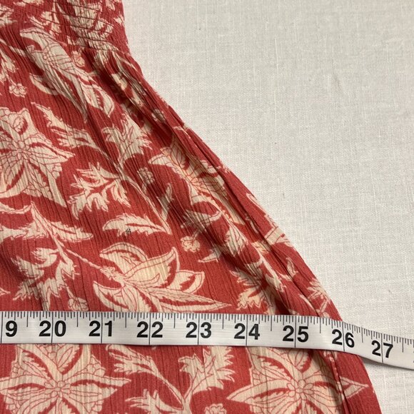 Knox Rose Red Floral Sleeveless Button Front Dress M Rayon Smocked Boho Summer - Picture 8 of 9